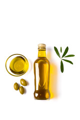 Organic olive oil on white background