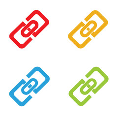 Four interlocked chain link vector icons design.