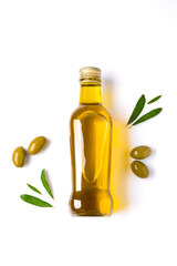 Organic olive oil on white background