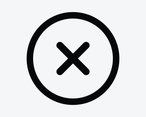 Round Cross Icon X Circle Button Sign Stop Delete Cancel Close Symbol Circular Reject Wrong Cancellation Refuse Remove Halt Cannot Restrict Restriction