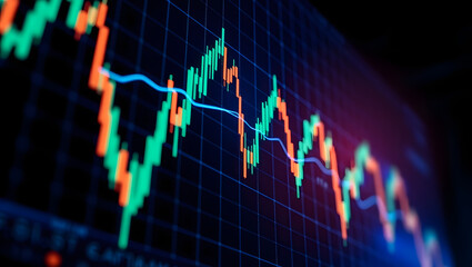 High-Resolution Stock Market Chart Analyzing Financial Trends and Data Visualization