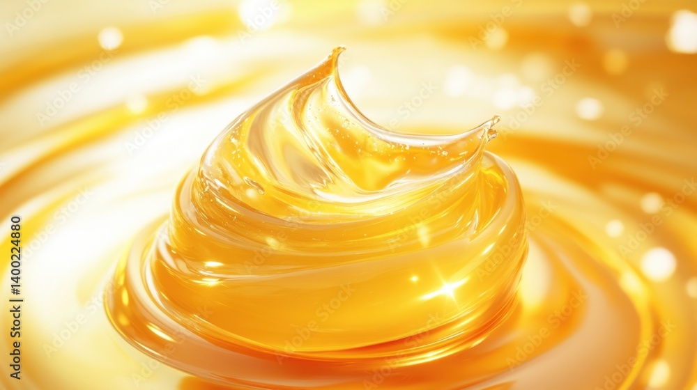 Poster golden swirl of luscious honey with light reflections creating a radiant and inviting texture for sw