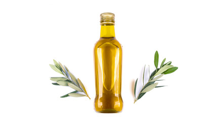 Organic olive oil on white background
