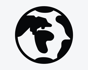 Globe Round Ball Icon Planet Earth World Map Sphere Shape Symbol African Continent Landmass Land Ocean Africa Black White Graphic Sign Vector Artwork