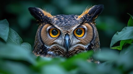 Obraz premium Majestic Great Horned Owl in its Natural Habitat