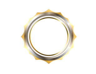 Silver and Gold Modern Prize Badge Isolated for Design Use