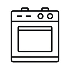 Oven Appliance Outline Icon on White Background