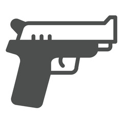 Beretta pistol solid icon, law enforcement concept. Vector graphics. Pistol gun, weapon sign on white background, glyph style icon for mobile or web design.