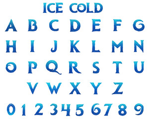Ice Cold blue Alphabet vector illustration
