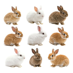 Fototapeta premium A collection of various rabbit breeds showcasing different colors and fur textures in a grid arrangement.