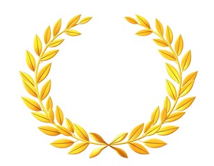 Elegant golden laurel wreath design with fine detailing, isolated on a white background