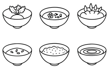 vegetable soup line art botanical elements included in fine ink drawing