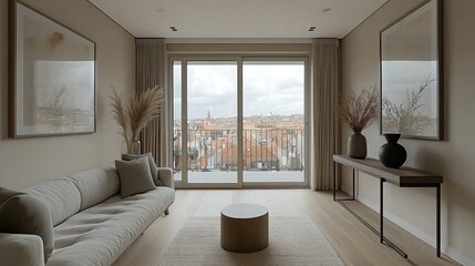 Fototapeta premium Modern Apartment with Panoramic City View