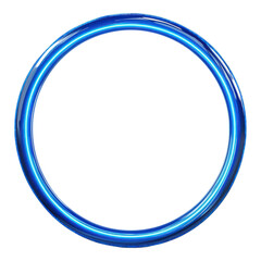 A luminous blue circular ring with a sleek and glossy surface, showcasing a vibrant hue and smooth contours.
