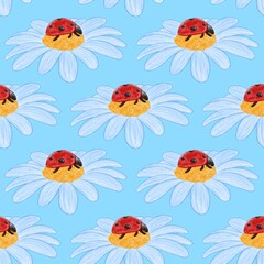 seamless pattern with ladybirds