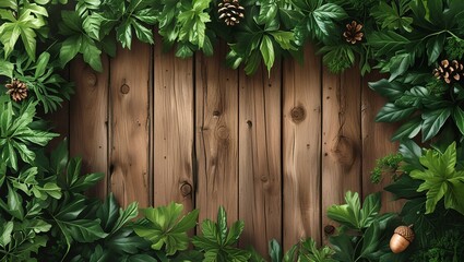 wooden background with climbing plants