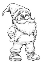 Fototapeta premium Coloring book for kids and adults, gnome.