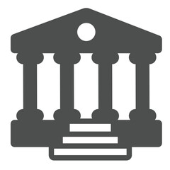 Fototapeta premium Courthouse solid icon, law and order concept. Vector graphics. Building with roman columns and stairs, court sign on white background, glyph style icon for mobile or web design.