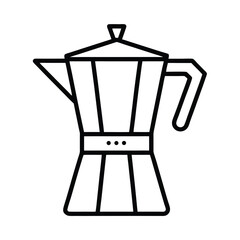 Coffee Maker Outline Icon on White Background