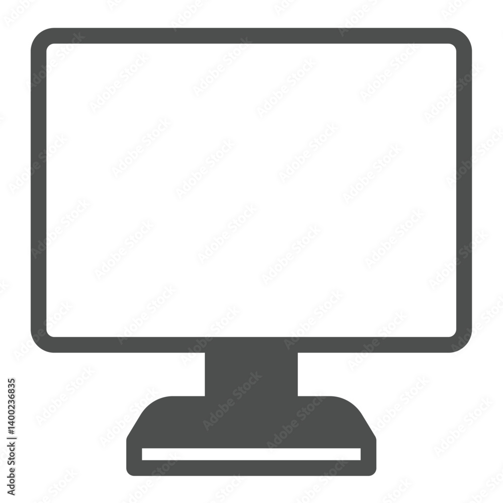 Poster this computer solid icon, windows pack concept. vector graphics. monitor, computer display sign on w