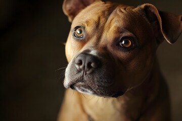 Obraz premium Portrait of a Pitbull terrier. Fighting dog. Companion dog. Dog training. Pedigree dog. Pet friend. Friendly dog