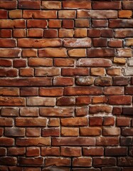 Obraz premium Red Brick Wall Texture: This weathered brick wall is a timeless backdrop, showcasing a rustic and industrial charm. The texture of the aged brick adds a touch of history and authenticity to any space.