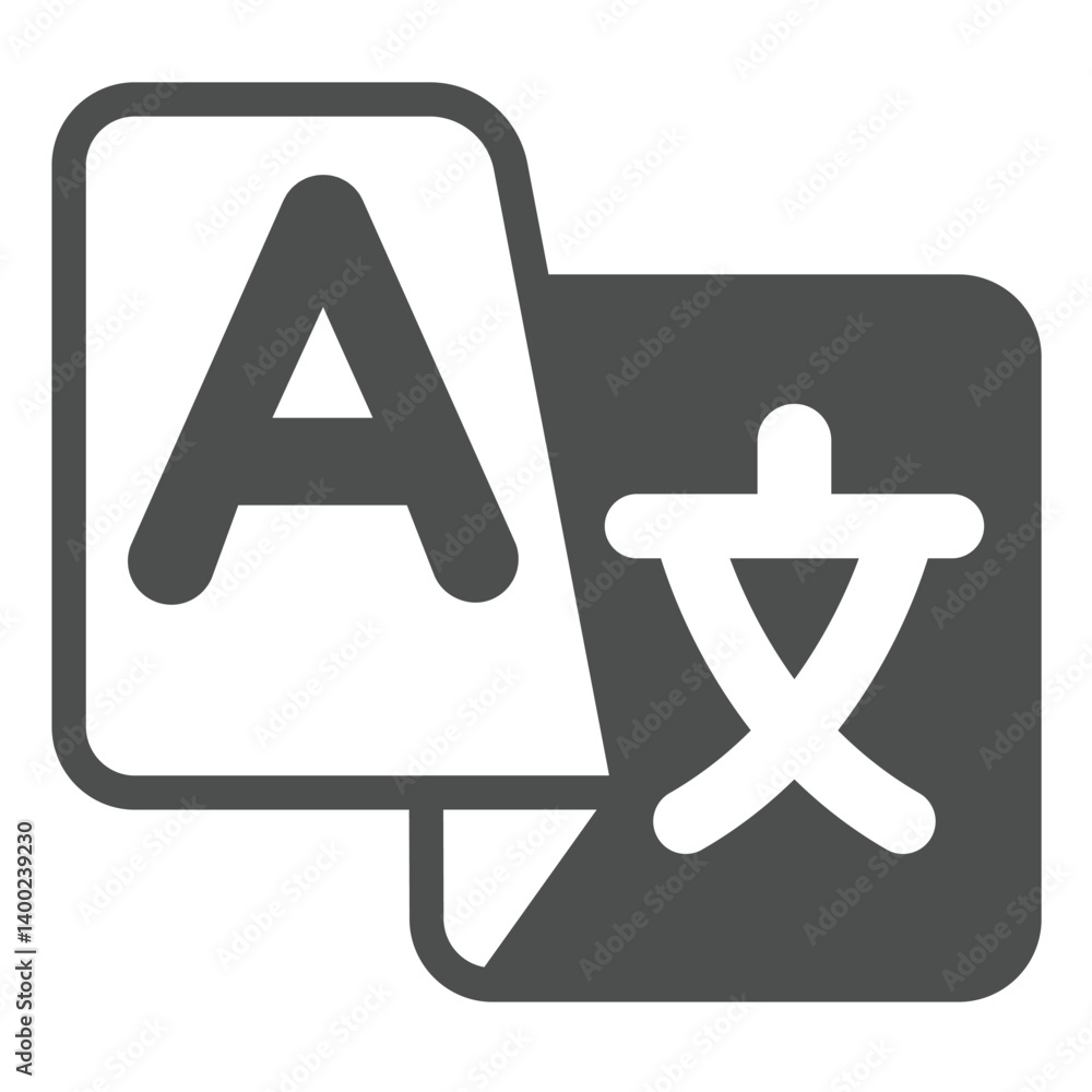 Poster translator app solid icon, windows pack concept. vector graphics. translate world languages, program