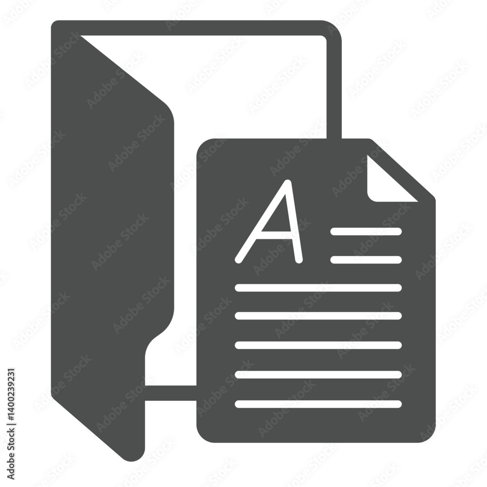 Aufkleber document folder solid icon, windows pack concept. vector graphics. folder with paperwork file, docum
