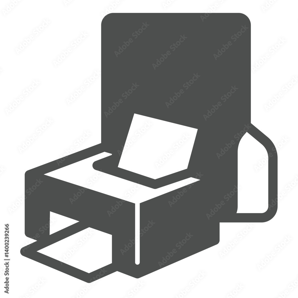 Poster printing files folder solid icon, windows pack concept. vector graphics. folder with printer, device