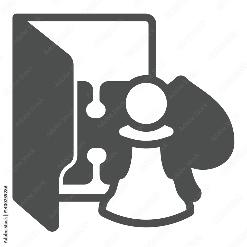 Poster game files folder solid icon, windows pack concept. vector graphics. game of chess, puzzle and playi