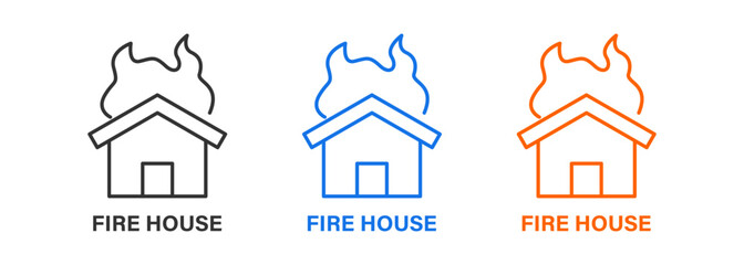 Fototapeta premium Fire house vector icon set isolated on white background
