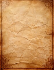 Vintage Paper with Floral Frame: Detailed image of an aged, crumpled parchment paper framed by an antique decorative border, hinting at tales of bygone eras, secrets and a touch of history.