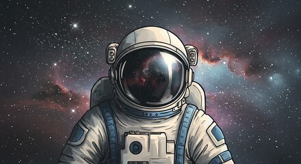 Cosmic Solitude: Astronaut in Starry Nebula AI Generated
