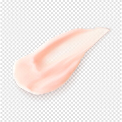 Pink lip balm stroke smear. Skincare texture lip mask beauty product smudge realistic vector illustration