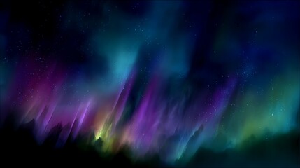 Obraz premium Abstract Colorful Aurora Borealis Sky with Starry Night Display