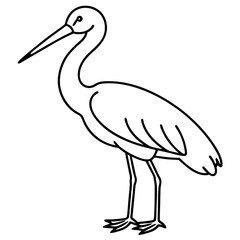 Clean Stork Line Drawing Vector