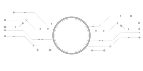 Grey white Abstract technology background with various technology elements Hi-tech communication concept innovation background Circle empty space for your. © Rayhan
