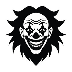 creepy clown face vector art silhouette
