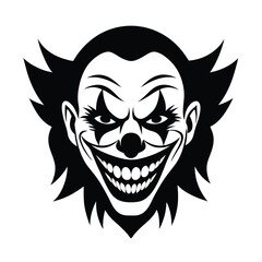 creepy clown face vector art silhouette