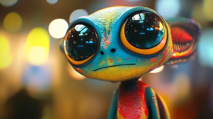 Out of This World: Cute Alien Character with Large Eyes and Colorful Skin