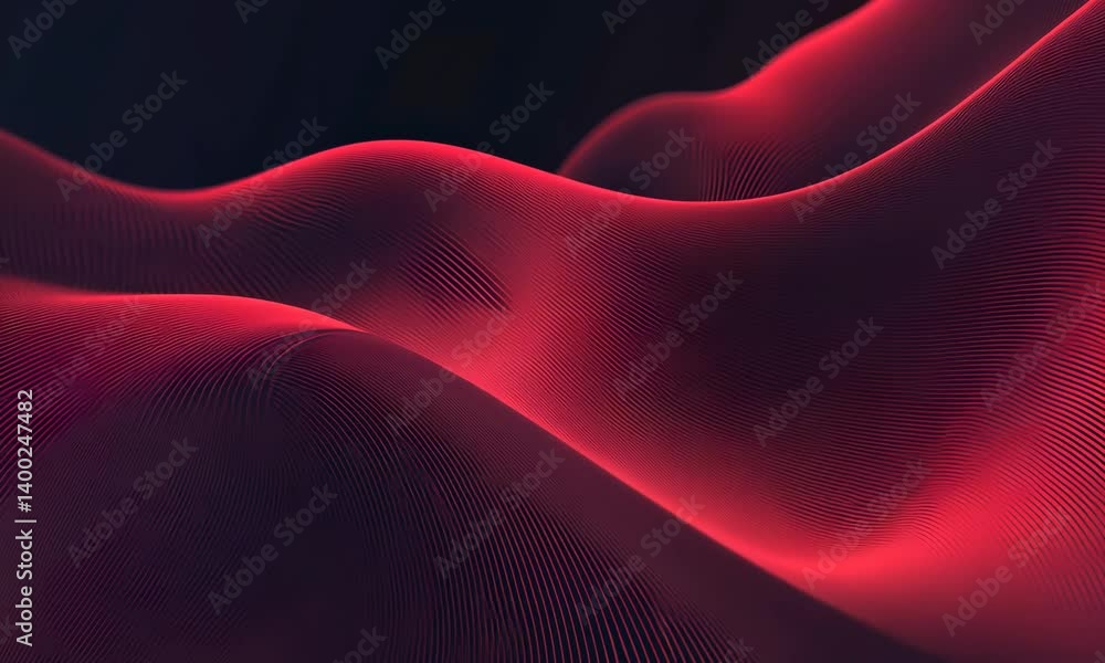 Poster abstract flow lines wave motion with dynamic red and dark gradients background