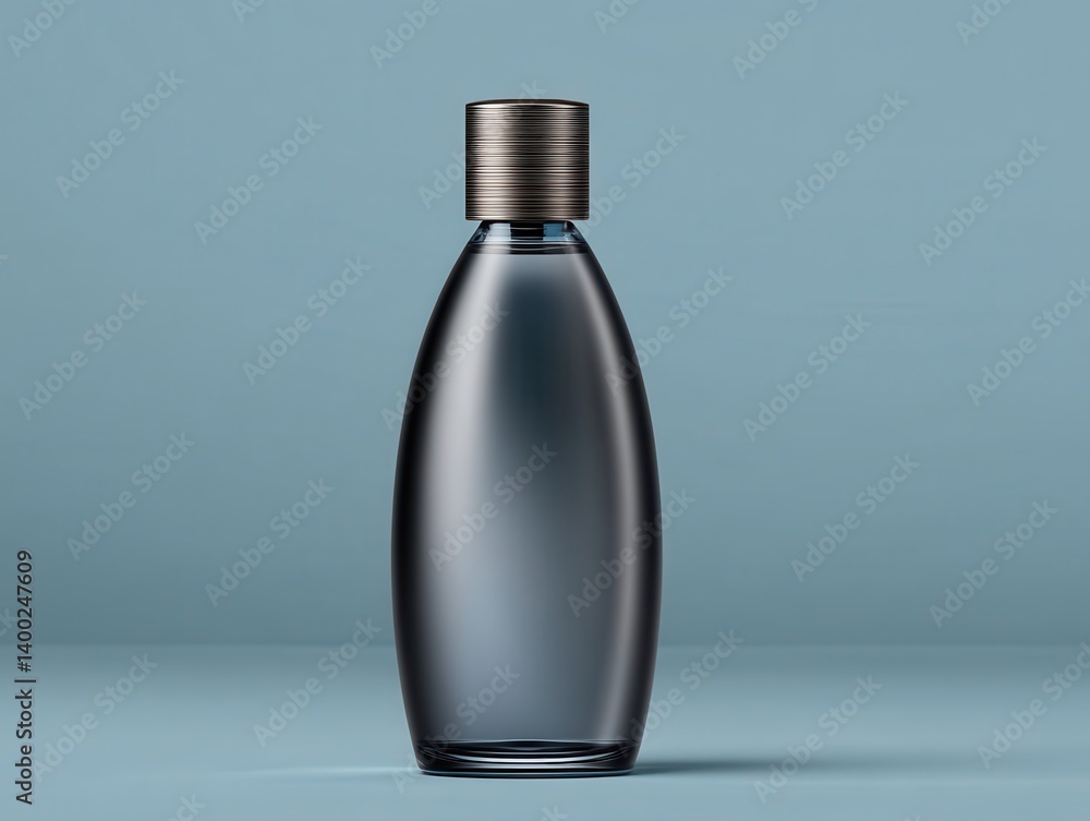 Poster reusable metallic bottle with minimalist matte finish standing vertically on smooth gradient surface