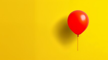 Red balloon against vivid yellow background