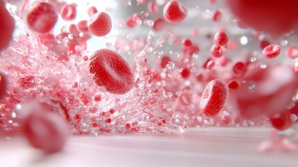 Fototapeta premium Red blood cells in motion medical illustration