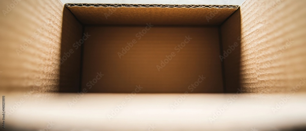 Aufkleber empty cardboard box interior offering a blank canvas for product placement or creative concepts show