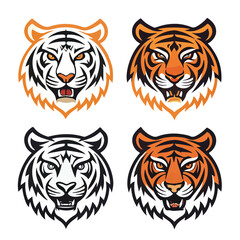 Tiger head mascot collection icon set vector