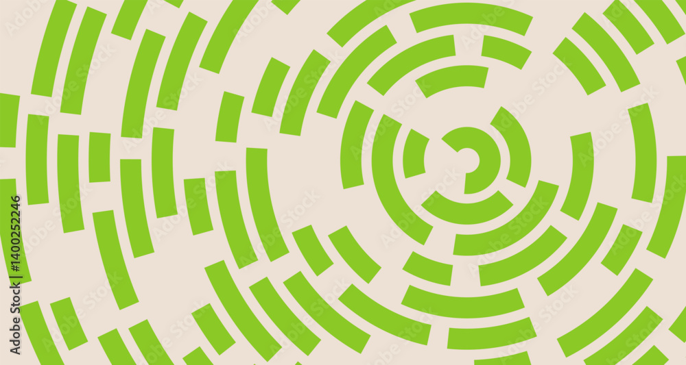 Poster abstract green circular background. a modern abstract design featuring concentric circles and linear