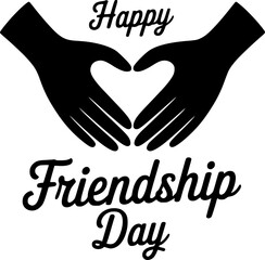 Obraz premium Happy Friendship Day logo with hands forming a heart.
