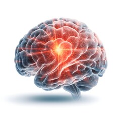 Brain Tumor Medical Illustration . Isolated Human Brain Concept on White Background. 