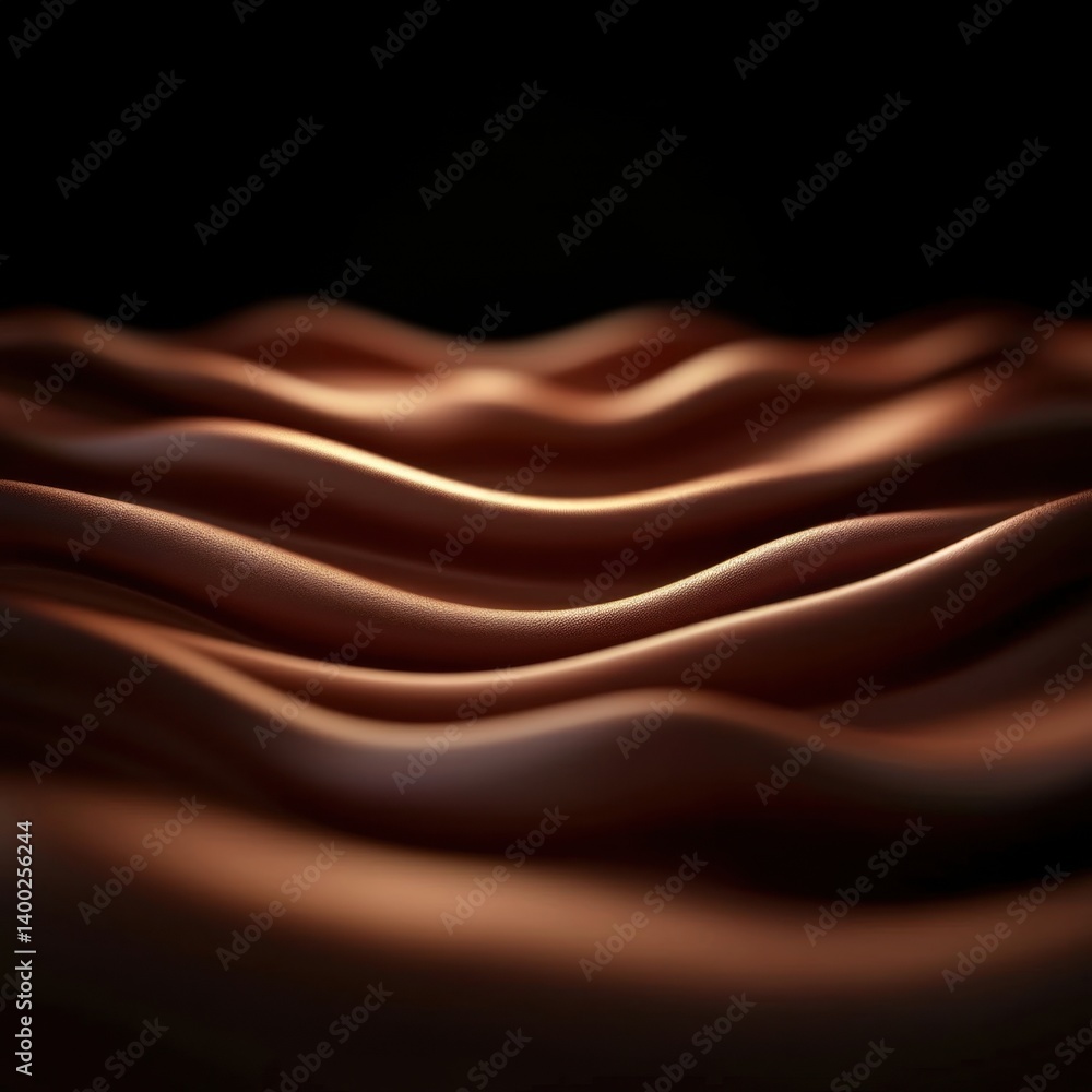 Poster abstract chocolate waves with smooth texture and elegant curves against a dark backdrop creating a l